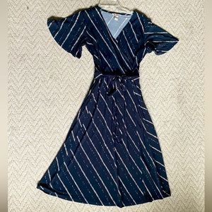 H&M Navy Blue Half Wrap Dress